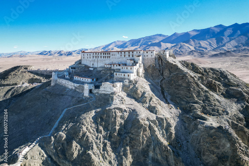 Hanle monastery, aerial view, Zanskar, Northern India, Himalayas, India