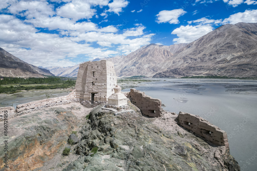 Fototapeta premium Nubra Valley, Himalayas aerial view, Zanskar, Northern India, Himalayas, India
