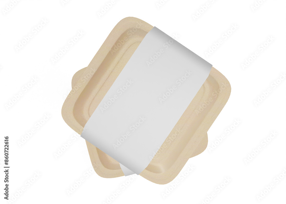 Kraft food containers with label mockup Kraft food containers with label mockup