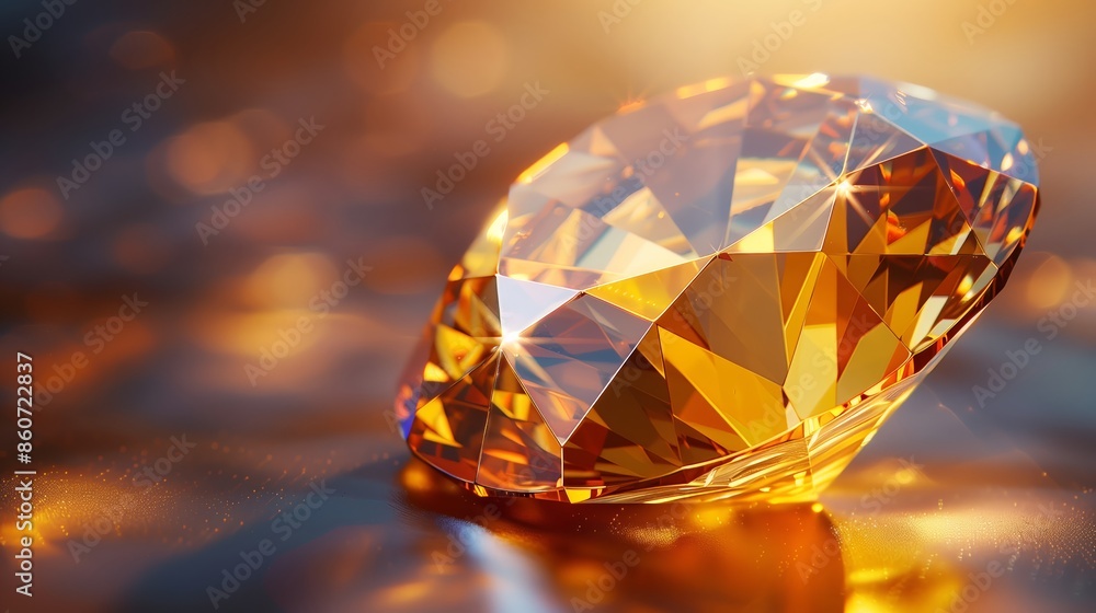 Close-up of a Dazzling Topaz Gemstone with Golden-Yellow Brilliance Close-up of a Dazzling Topaz Gemstone with Golden-Yellow Brilliance