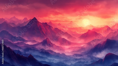 Sunrise Over Misty Mountains