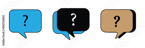 Question mark icon set. Bubble question icon, FAQ questions symbol on a white background.