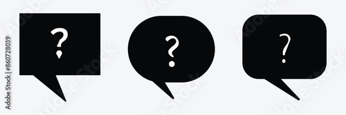 Question mark icon set. Bubble question icon, FAQ questions symbol on a white background. Eps 10.