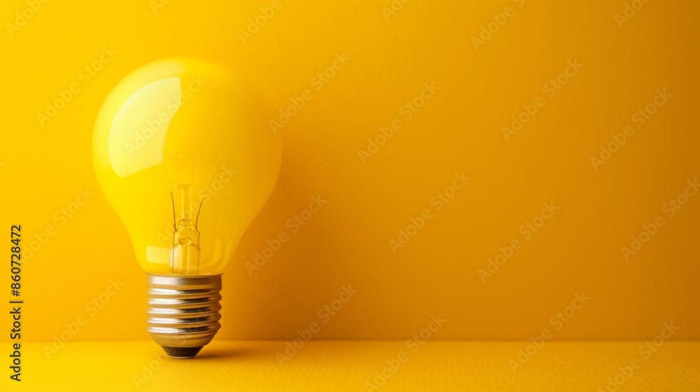Yellow Light Bulb on Yellow Background Yellow Light Bulb on Yellow Background