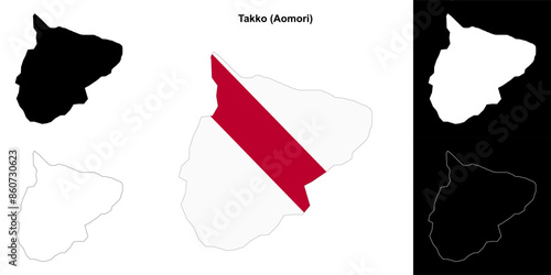 Takko (Aomori) outline map set photo
