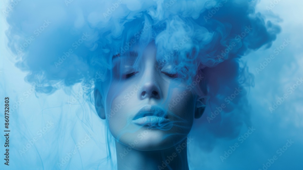 Mystical Woman in Blue Smoke Mystical Woman in Blue Smoke