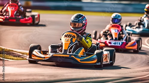 Karts racing in a karting kart competition