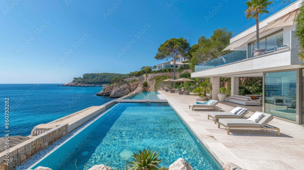 Fototapeta premium Luxury villa with swimming pool in Costa Paradiso, Sardinia