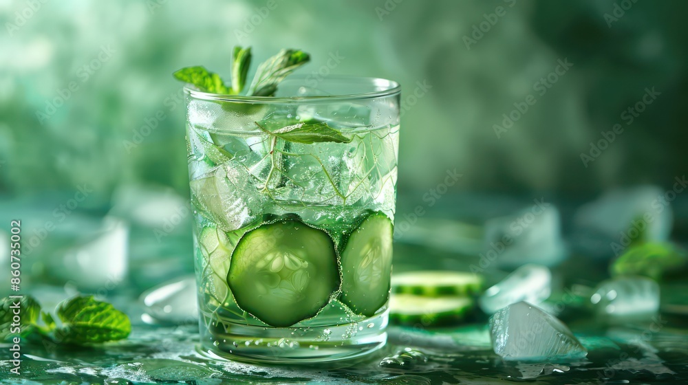 A refreshing image of a chilled glass of cucumber water infused with mint leaves, capturing the subtle sweetness and hydrating properties of this refreshing beverage, A refreshing image of a chilled glass of cucumber water infused with mint leaves, capturing the subtle sweetness and hydrating properties of this refreshing beverage,