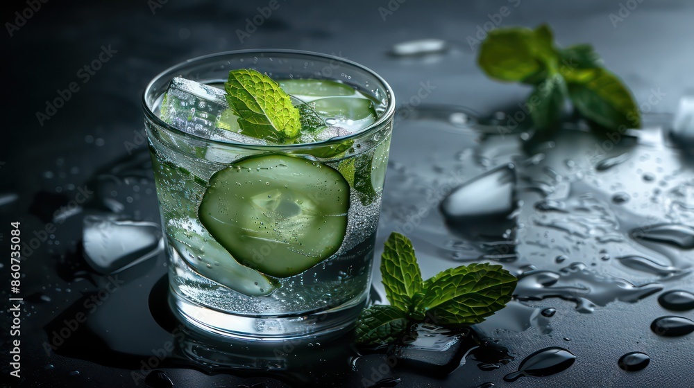 A refreshing image of a chilled glass of cucumber water infused with mint leaves, capturing the subtle sweetness and hydrating properties of this refreshing beverage, A refreshing image of a chilled glass of cucumber water infused with mint leaves, capturing the subtle sweetness and hydrating properties of this refreshing beverage,
