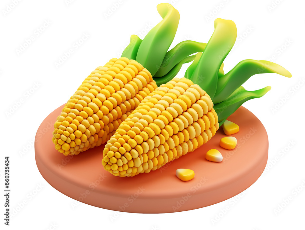 Obraz premium Corn Isometric Icon 3D Illustration | Isolated on Transparent & White Background | PNG File with Transparency