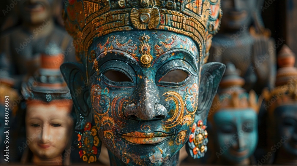 Close-Up of an Ornate Asian Mask Close-Up of an Ornate Asian Mask