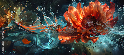 Beautiful colorful water flower in space background