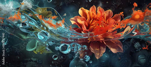 Beautiful colorful water flower in space background