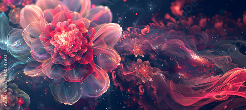 Beautiful colorful pink flower in space background