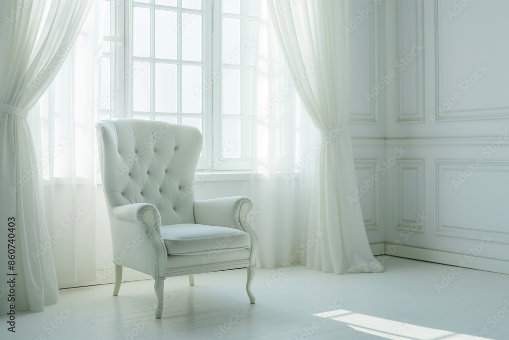 Fototapeta premium White armchair in a white room