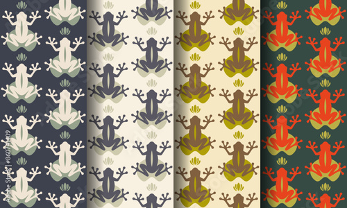 Simple Frog Seamless Pattern. Minimal Animal Background.