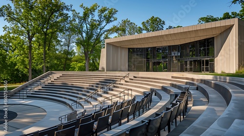outdoor amphitheater updated with acoustically optimized fiber cement panels, designed to enhance sound quality for live performances while providing a visually appealing aesthetic