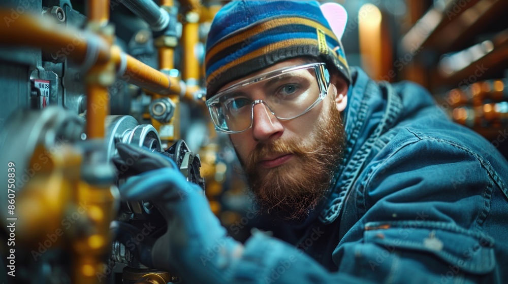 Close Up of a Focused Mechanic Working on an Industrial Machine Close Up of a Focused Mechanic Working on an Industrial Machine