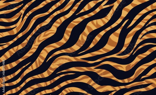 Abstract Orange And Black Tiger Stripe Pattern