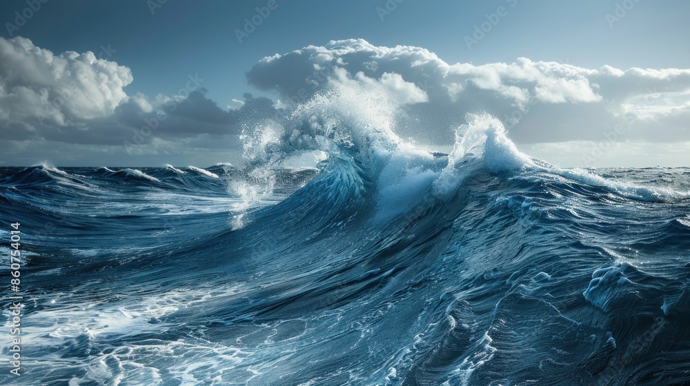 Ocean Wave Crashing Under Cloudy Sky Ocean Wave Crashing Under Cloudy Sky
