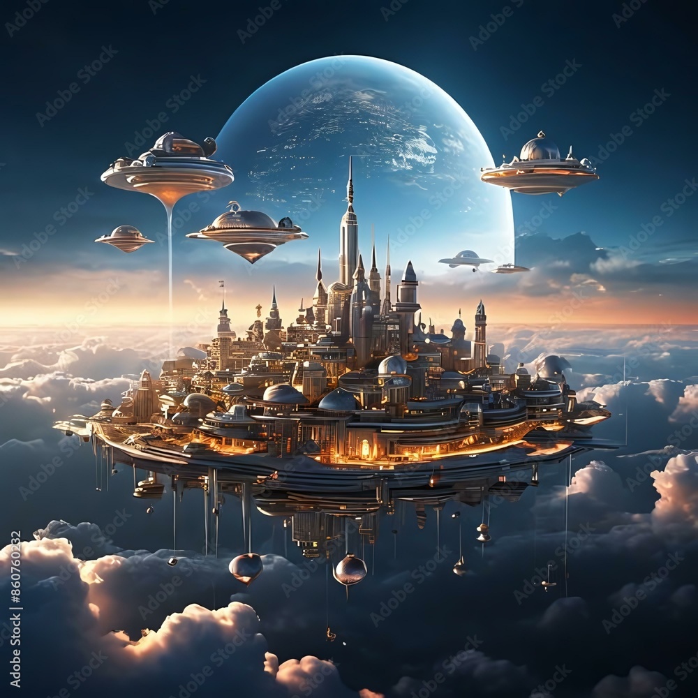 Obraz premium Floating city