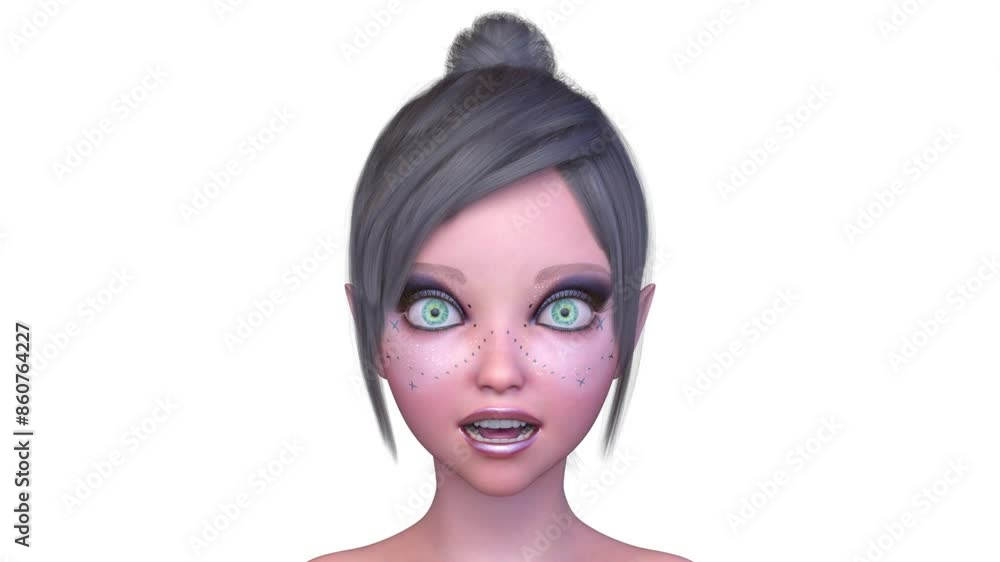 女性の顔アップ　3DCGレンダリング