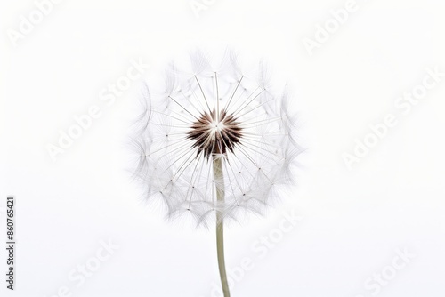 Wallpaper Mural Close-up of a delicate dandelion seed head on a white background, showcasing intricate details of nature in minimalistic style. Torontodigital.ca