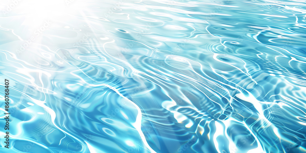 Abstract summer banner background featuring ripples and light reflections on a clear blue water surface Abstract summer banner background featuring ripples and light reflections on a clear blue water surface