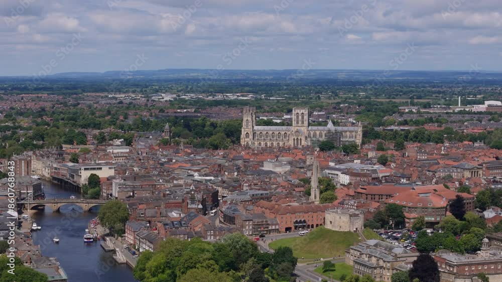 Aerial view of York, beautiful historic city in England