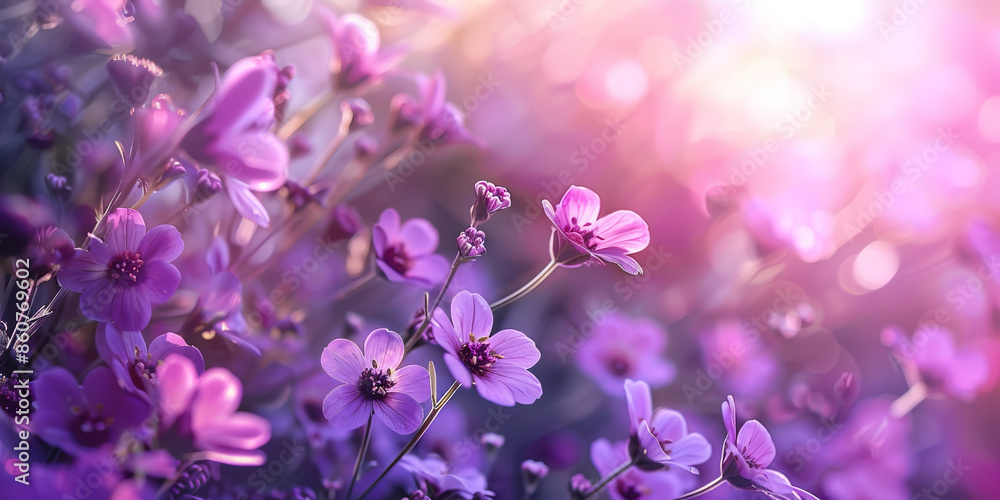 Purple flowers in full bloom during the morning hours create a captivating and vibrant scene Purple flowers in full bloom during the morning hours create a captivating and vibrant scene