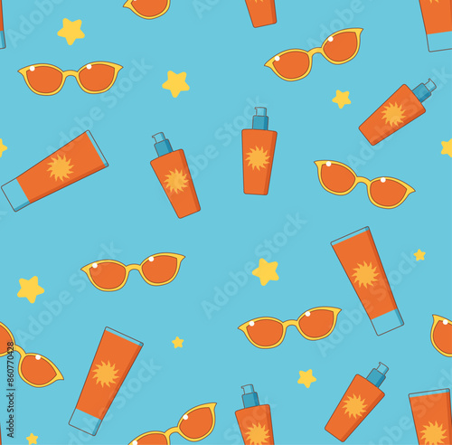 glasses, trip, voyage, colorful, spf 50, vector, vacation, outdoor, lifestyle, screen, body, uv, cosmetic, skin care, spf, tube, suncscreen, protective, care, illustration, beach, cream, summer, sunsc