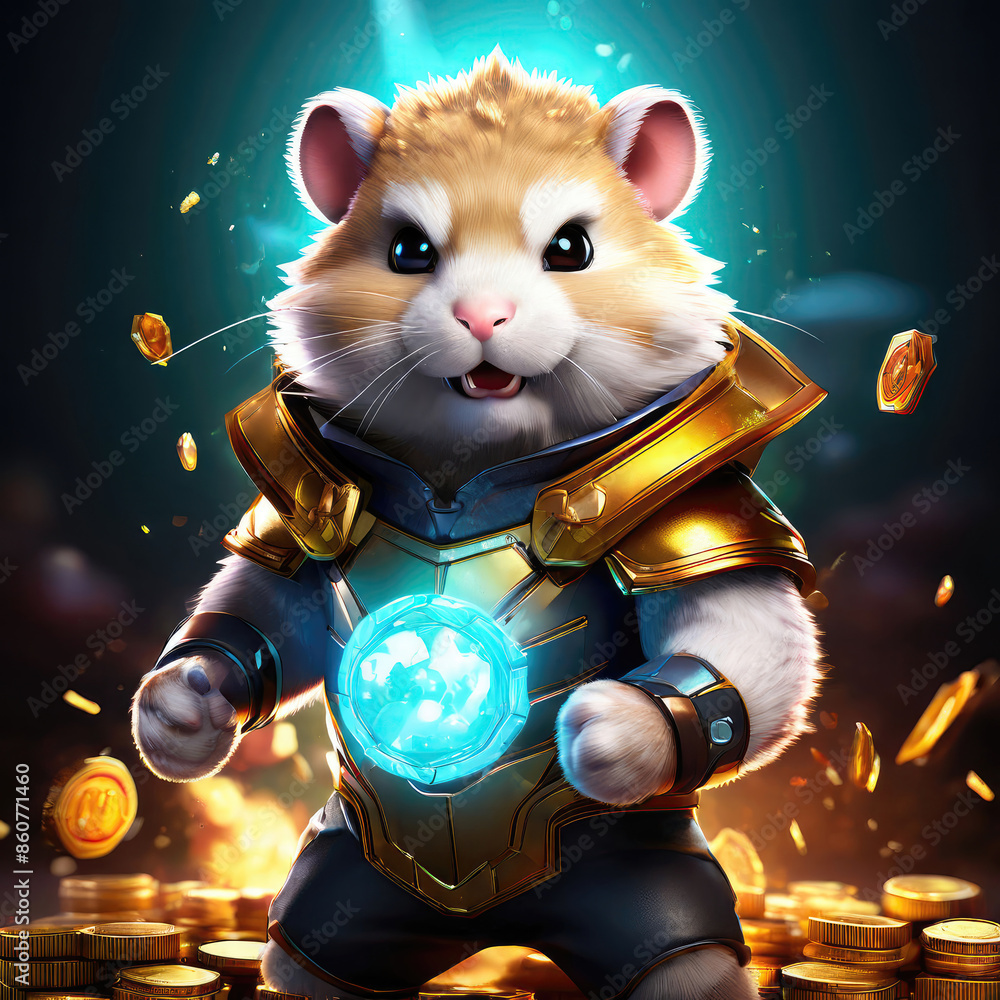 Illustration of a cute hamster with coins Illustration of a cute hamster with coins