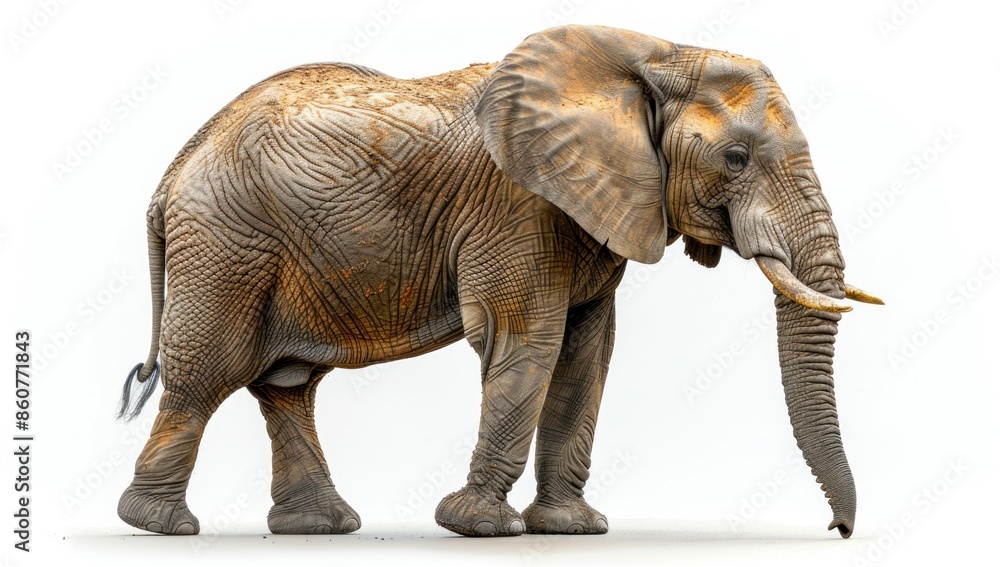 African Elephant Standing on White Background African Elephant Standing on White Background