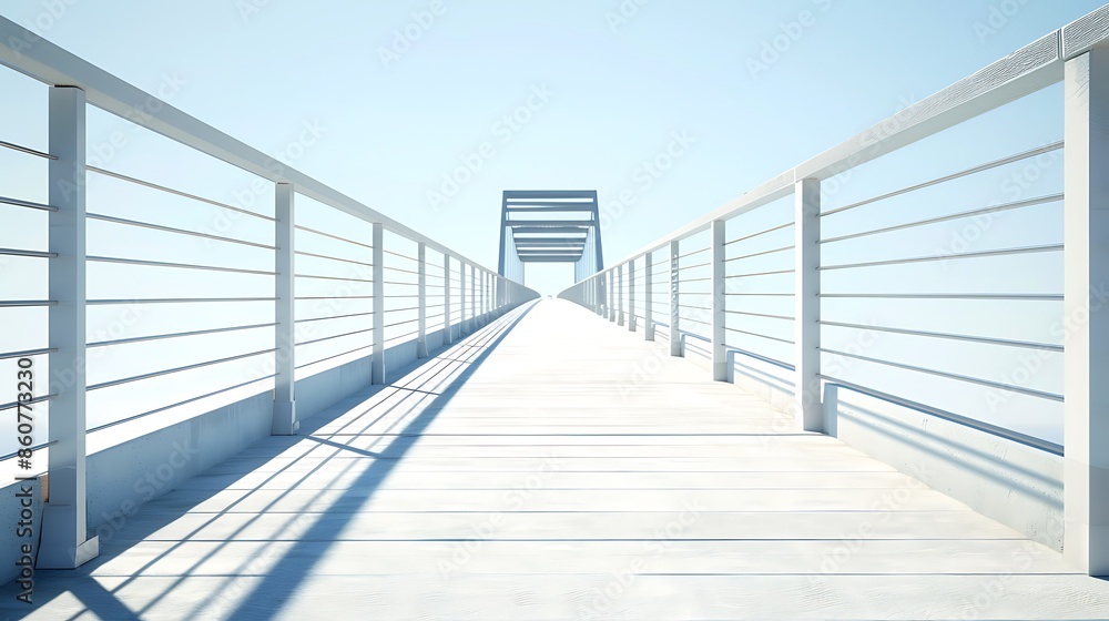 Fototapeta premium minimalist pedestrian bridge with sleek, durable fiber cement decking and railings, designed to provide safe crossing with a modern aesthetic
