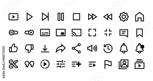 動画の再生記号などのベクターアイコンセット