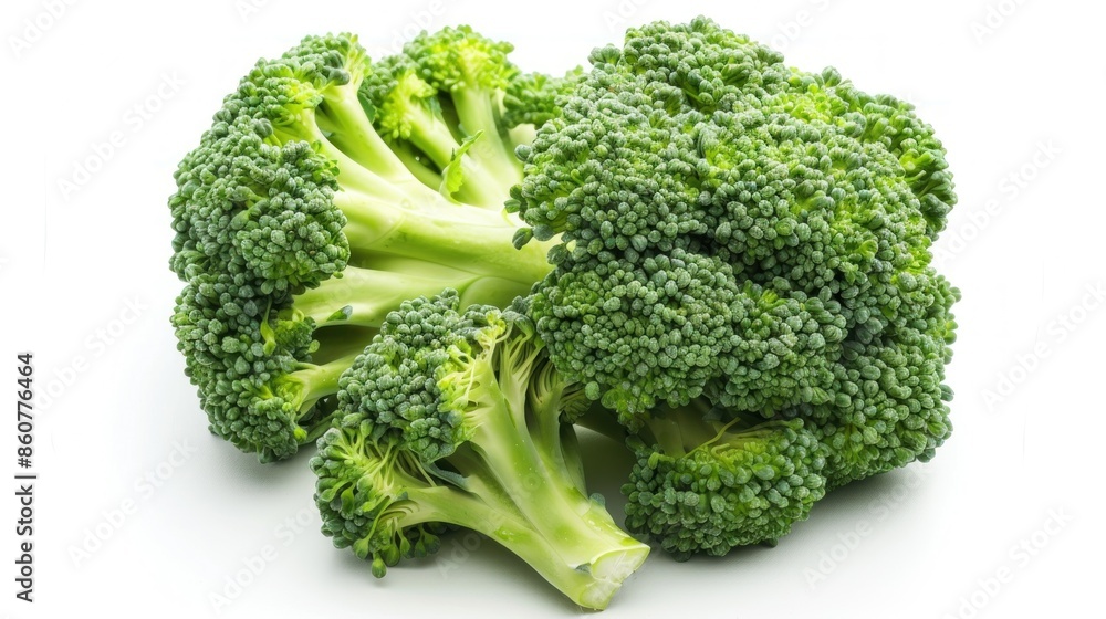 Fresh Green Broccoli Florets Isolated on White Background Fresh Green Broccoli Florets Isolated on White Background