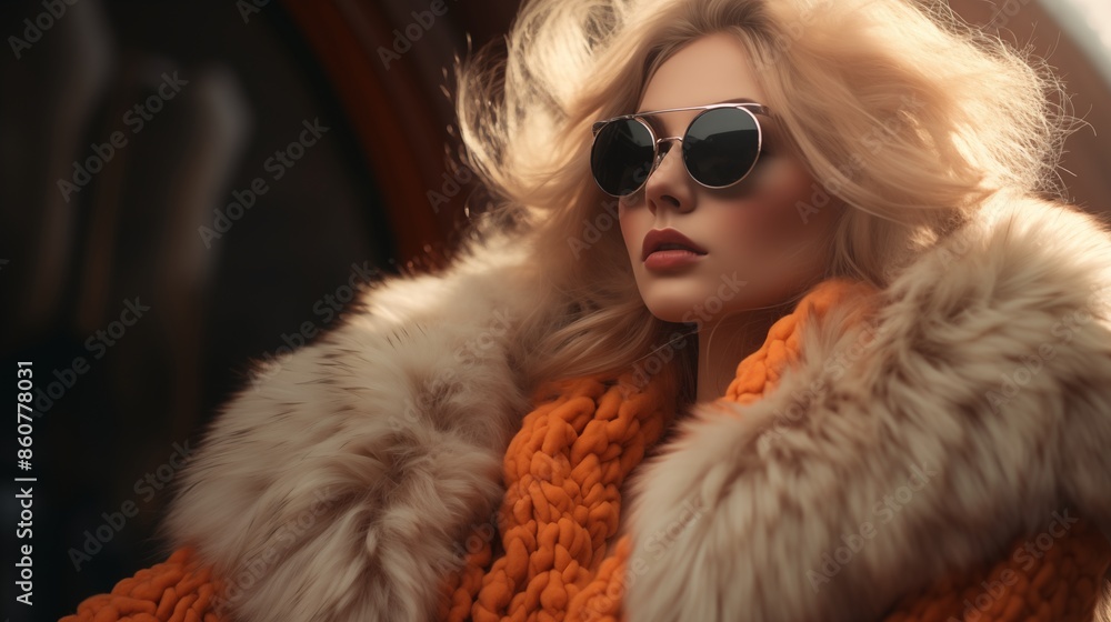Woman Wearing Sunglasses and Fur Coat Woman Wearing Sunglasses and Fur Coat