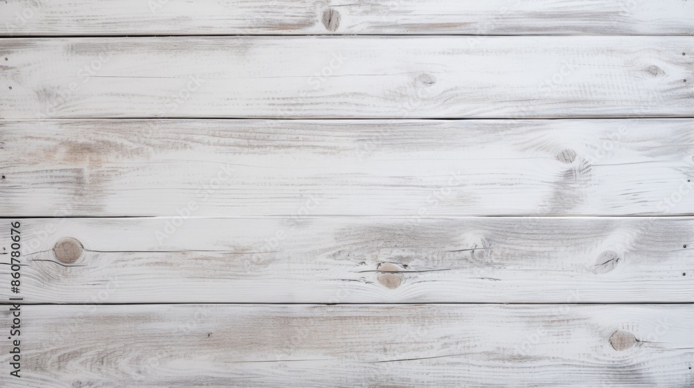Fototapeta premium This image features naturally weathered white wooden planks, providing a rustic yet modern backdrop ideal for backgrounds, creative design projects, and adding texture and warmth.