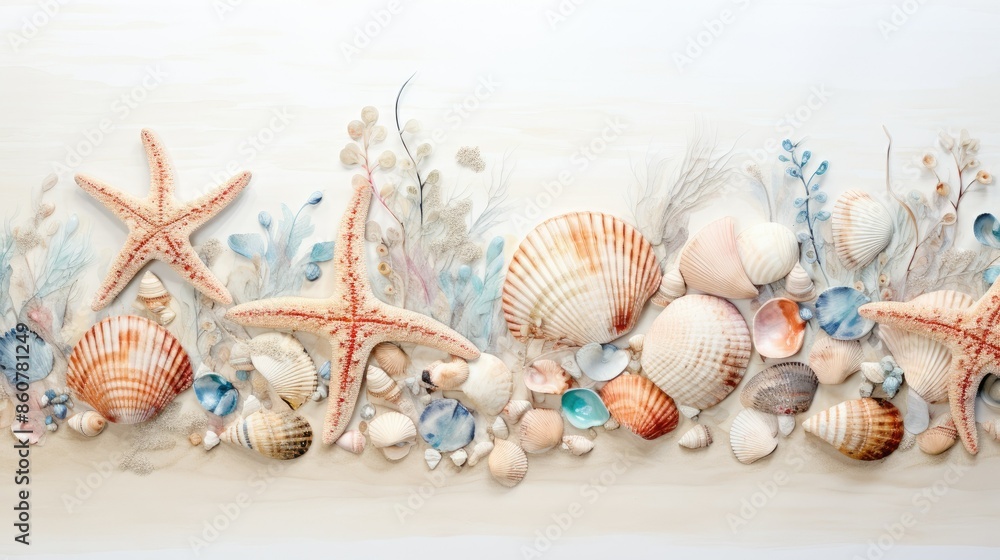 Obraz premium seashells on the sand