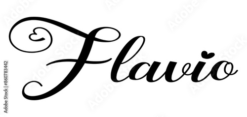 Flavio - colore nero - parola nome scritta con cuori - ideale per website, presentazioni, biglietti, banners, sweatshirt, stampe, cricut, silhouette, sublimazioni, etichette, adesivi photo