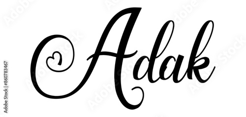 Adak - colore nero - parola nome scritta con cuori - ideale per website, presentazioni, biglietti, banners, sweatshirt, stampe, cricut, silhouette, sublimazioni, etichette, adesivi