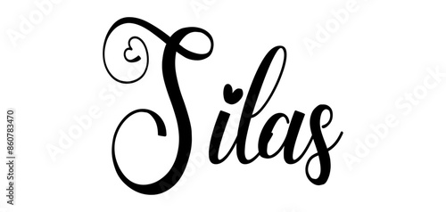 Silas - colore nero - parola nome scritta con cuori - ideale per website, presentazioni, biglietti, banners, sweatshirt, stampe, cricut, silhouette, sublimazioni, etichette, adesivi