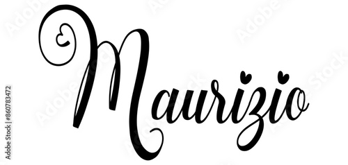 Maurizio - colore nero - parola nome scritta con cuori - ideale per website, presentazioni, biglietti, banners, sweatshirt, stampe, cricut, silhouette, sublimazioni, etichette, adesivi