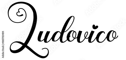 Ludovico  - colore nero - parola nome scritta con cuori - ideale per website, presentazioni, biglietti, banners, sweatshirt, stampe, cricut, silhouette, sublimazioni, etichette, adesivi