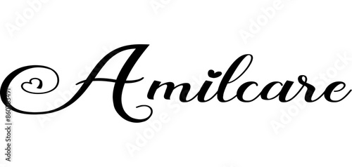 Amilcare - colore nero - parola nome scritta con cuori - ideale per website, presentazioni, biglietti, banners, sweatshirt, stampe, cricut, silhouette, sublimazioni, etichette, adesivi