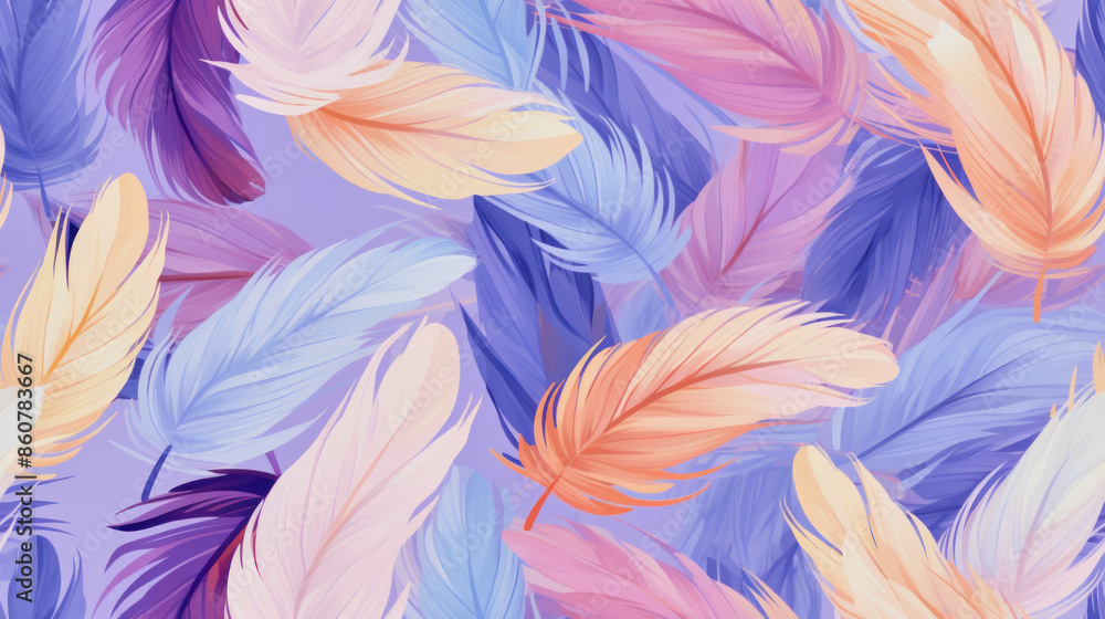 background illustration of feather pattern in purple and peach color background illustration of feather pattern in purple and peach color