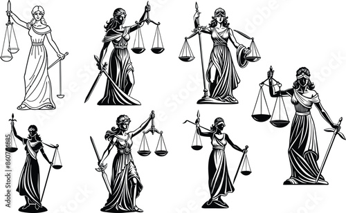 law illustration vector balance lawyer symbol justice legal court judge sword woman lady goddess design concept