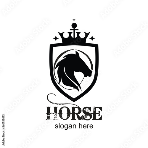 Horse logo design simple concept Premium Vector