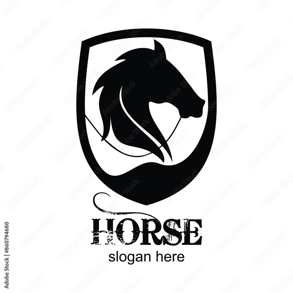 Obraz premium Horse logo design simple concept Premium Vector
